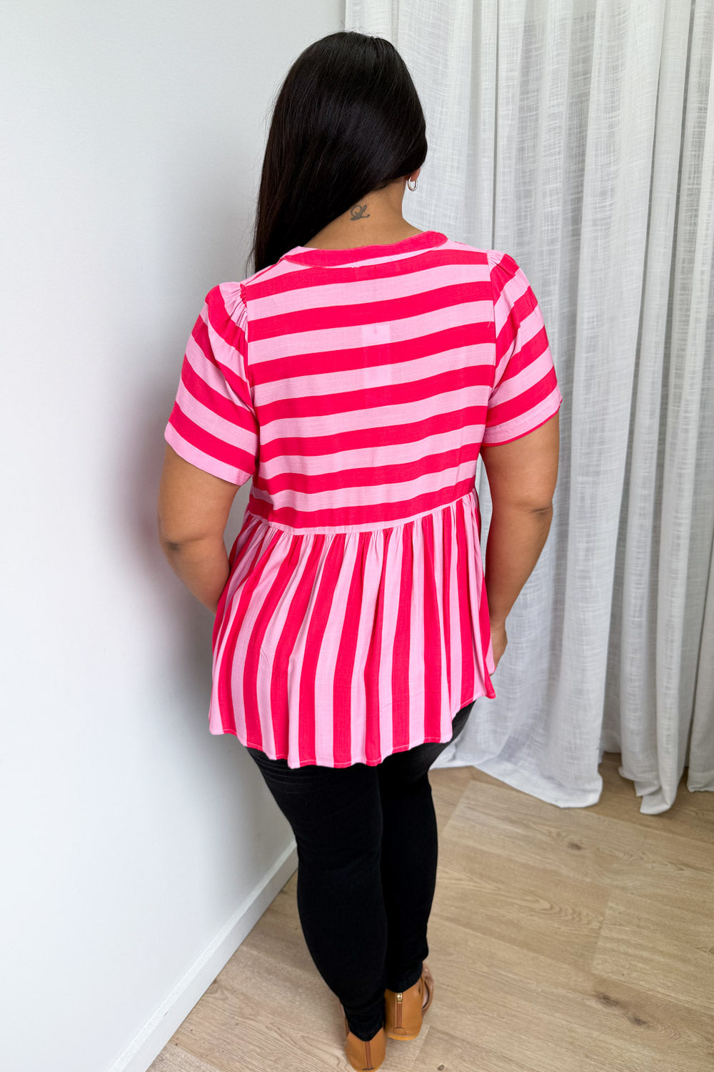 Liv Top - Pink Red Stripe