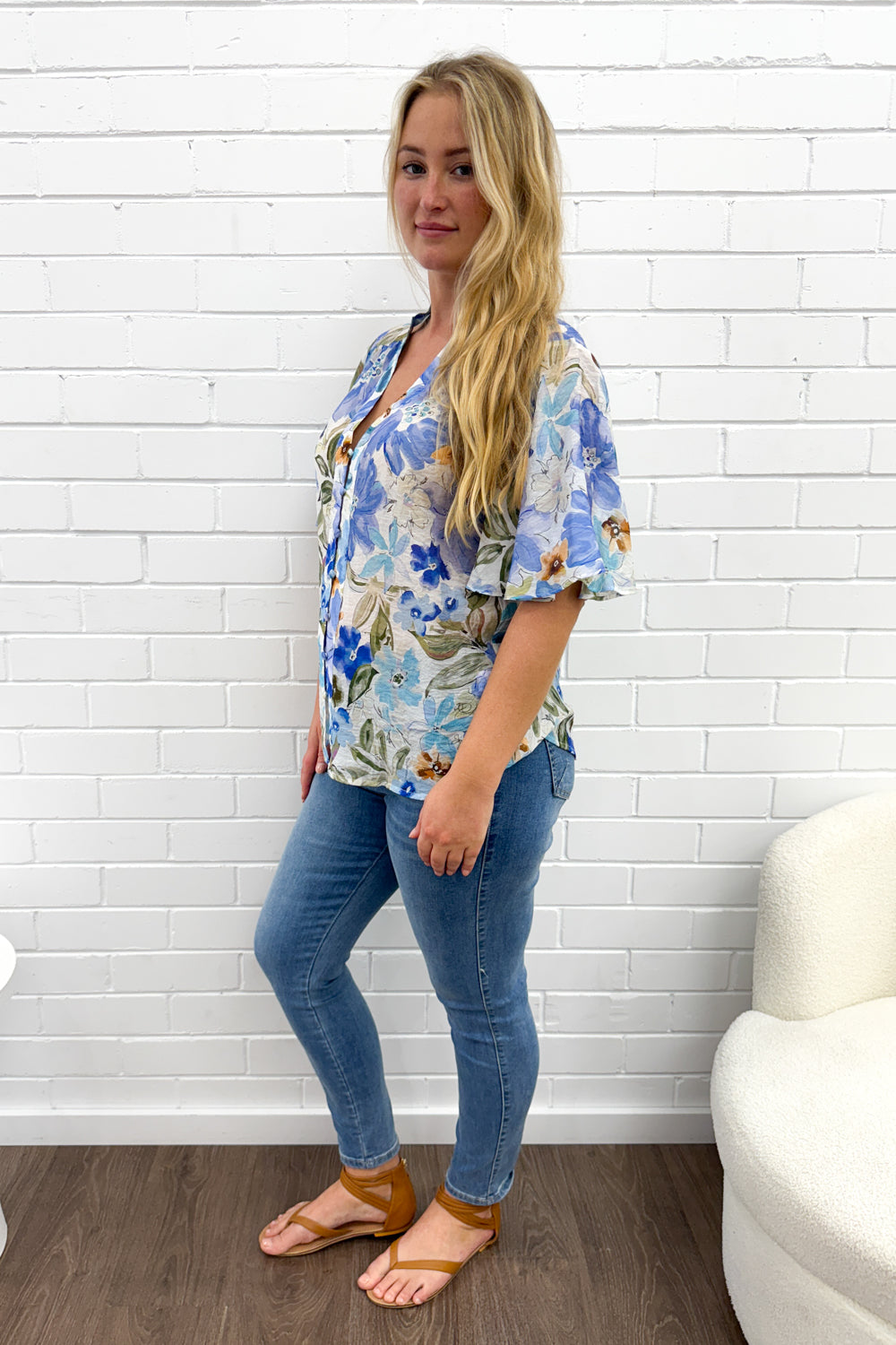 Keeley Blouse - Blue Multi Floral