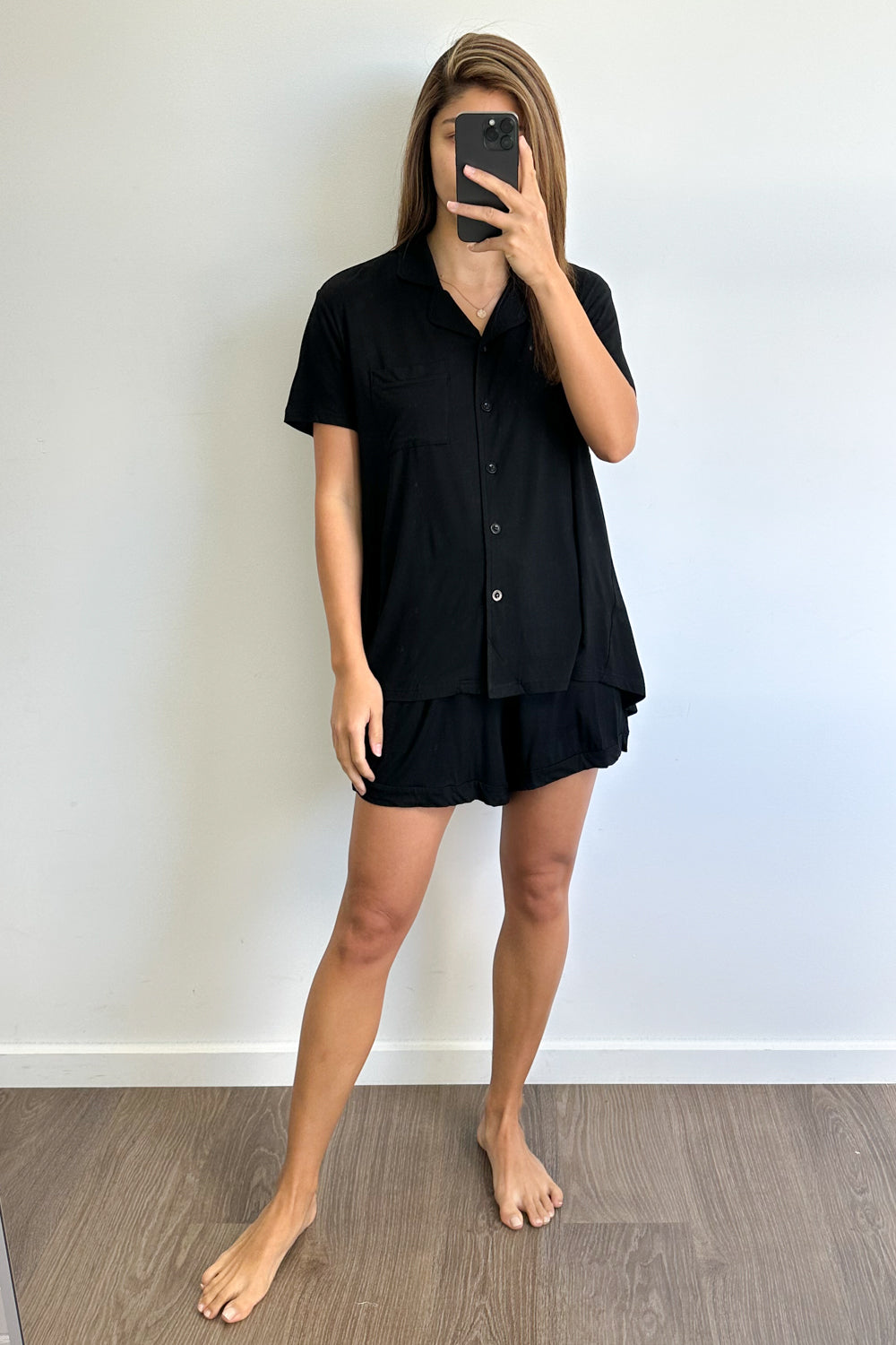 The Comfiest PJs Shirt & Short Set - Black