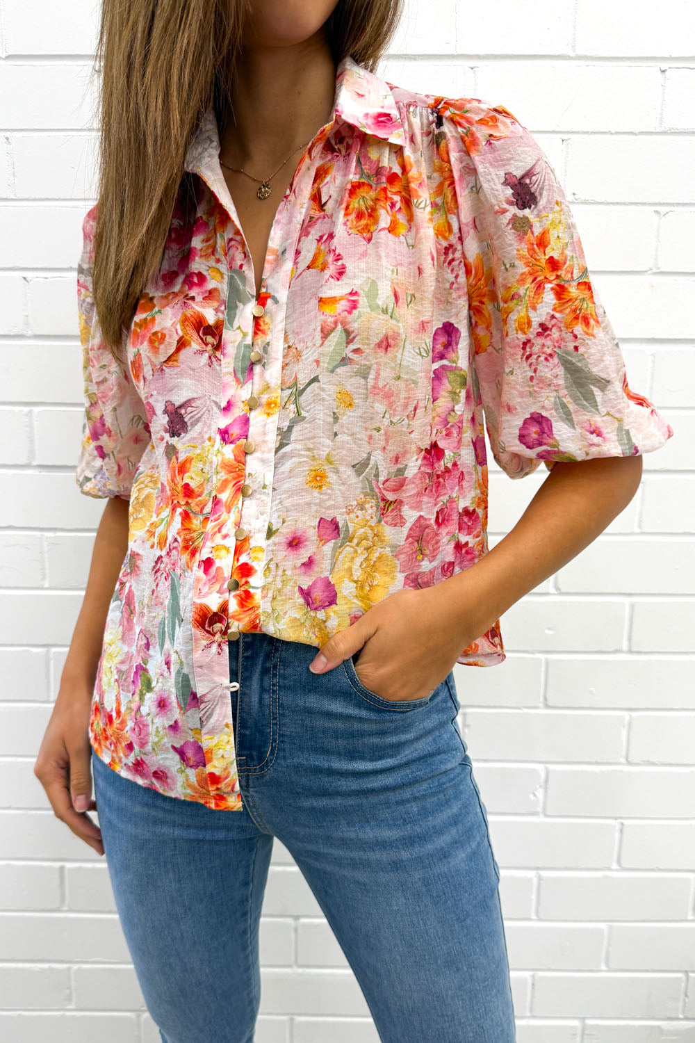 Freya Shirt - Blush Multi Floral