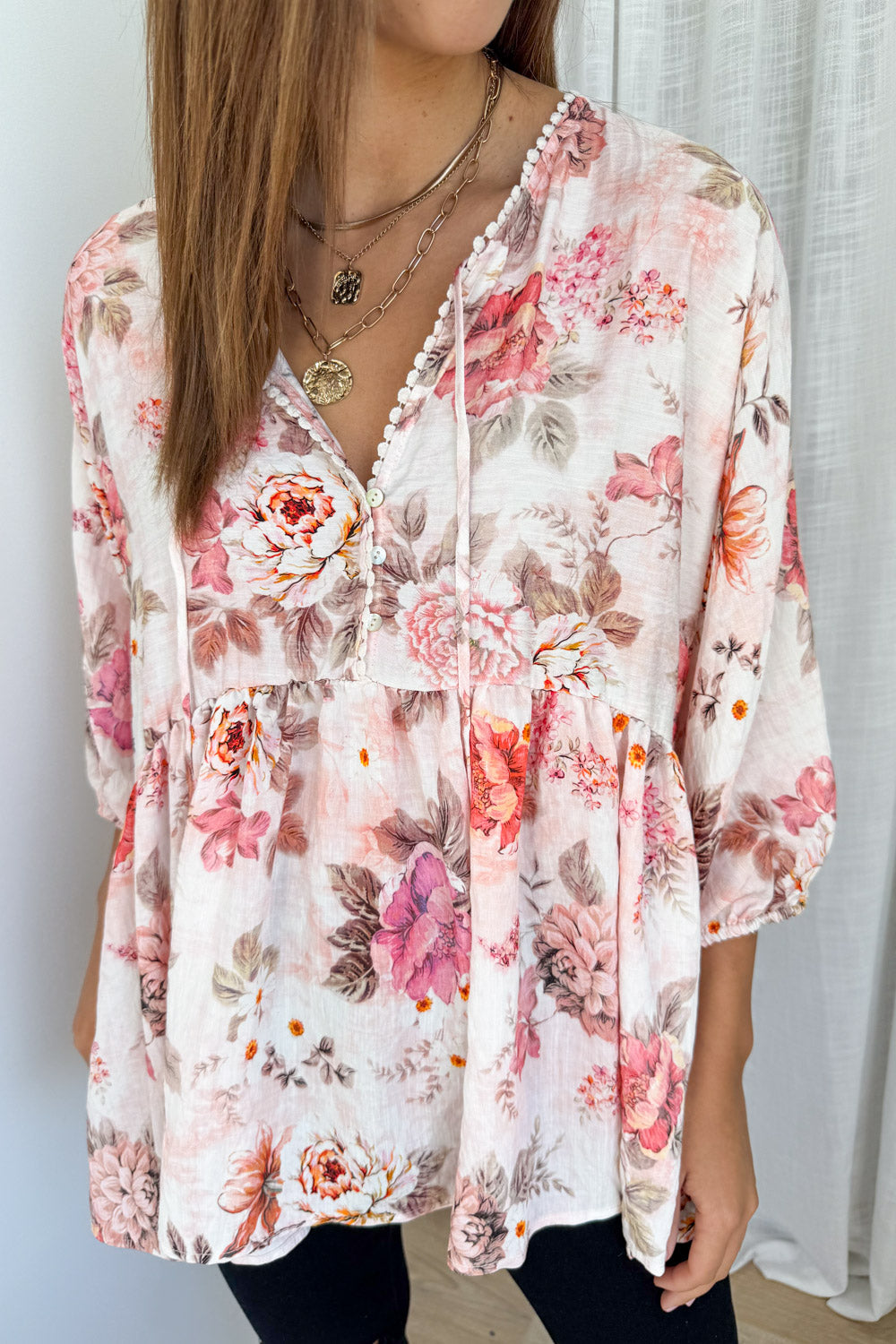 Amelia Blouse - Pink Vintage Floral