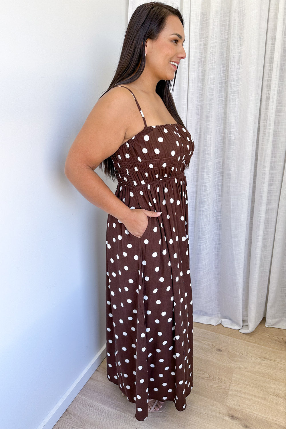 Luna Belle Dress - Chocolate Polka Dot