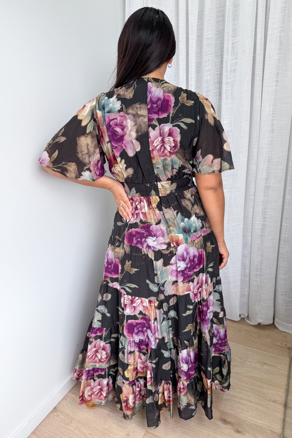 Carys Dress - Noir Bloom