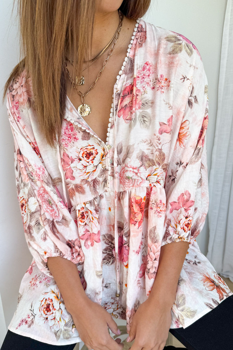 Amelia Blouse - Pink Vintage Floral