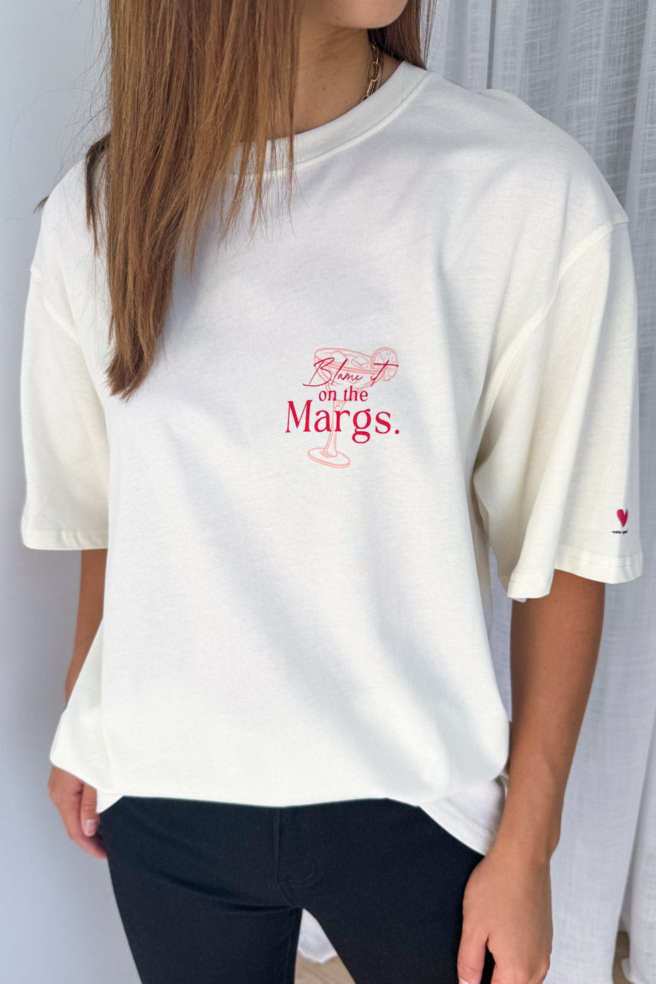 Blame It On The Margs Oversized Tee - Cream