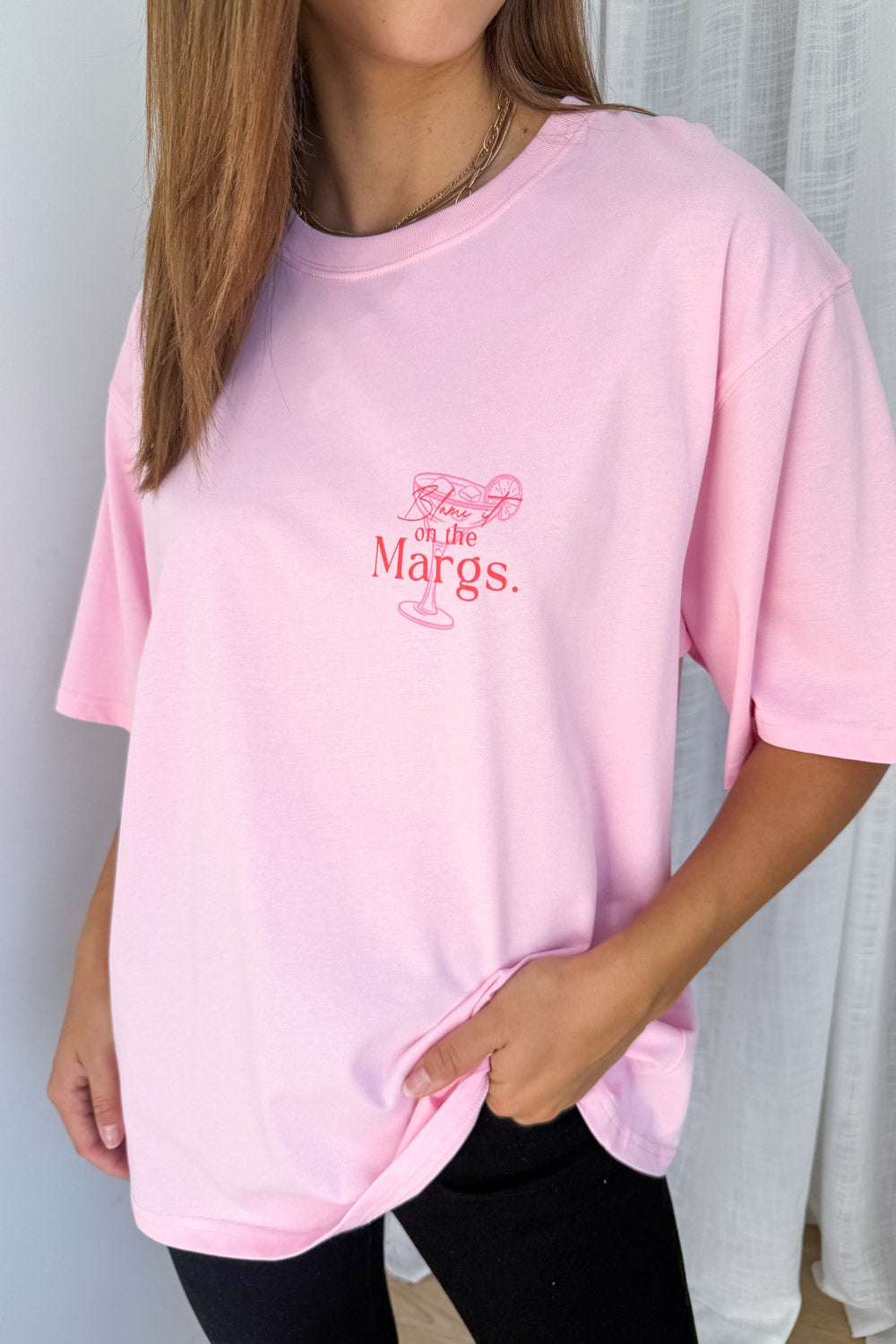 Blame It On The Margs Oversized Tee - Pink