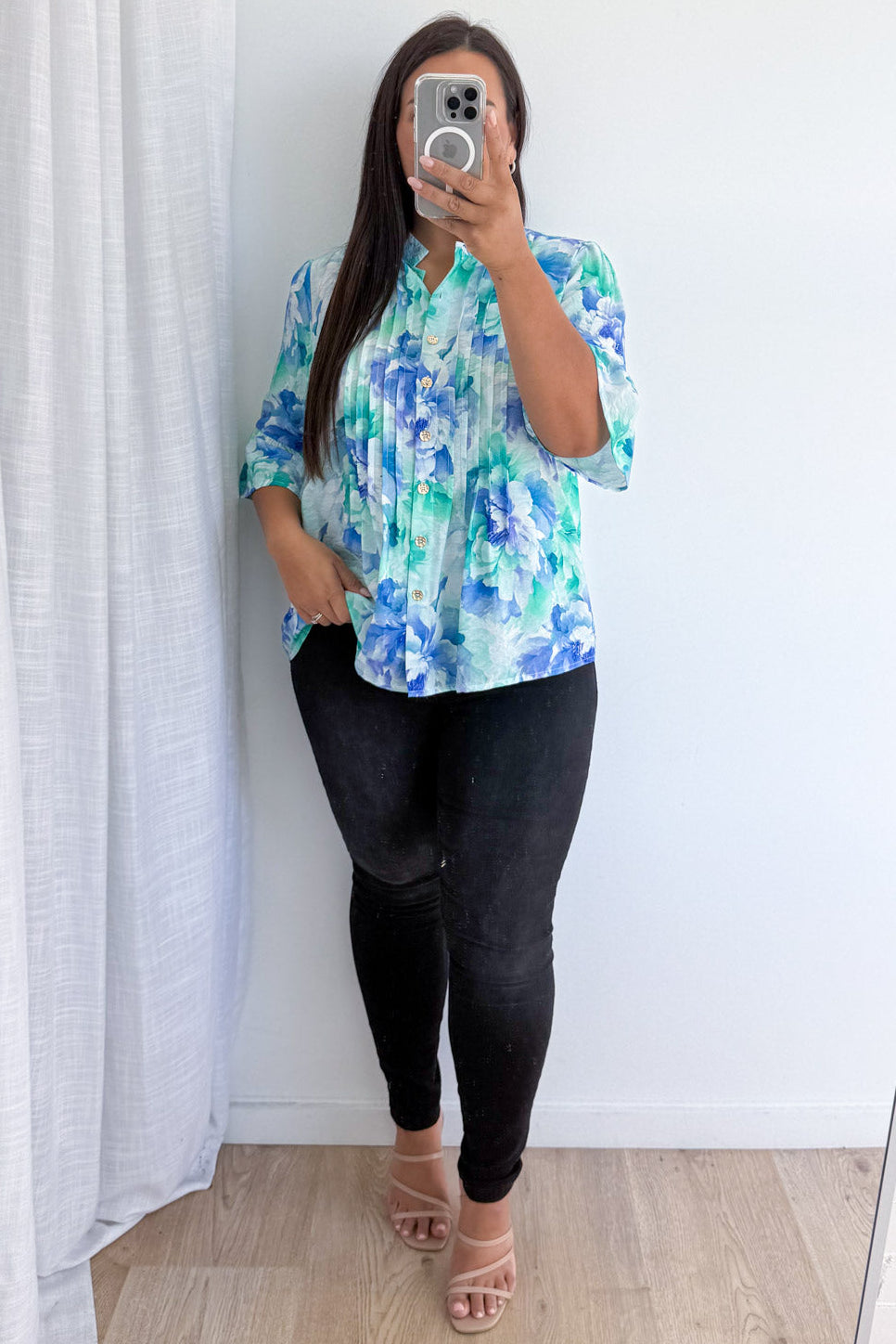 Botanic Blouse - Blue Turquoise Floral