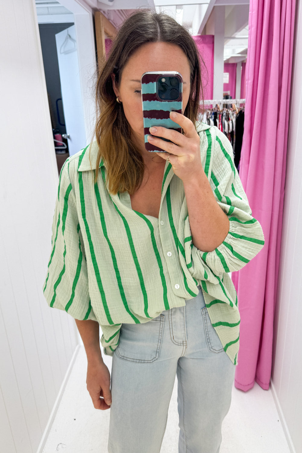 Rani Shirt - Green Stripe