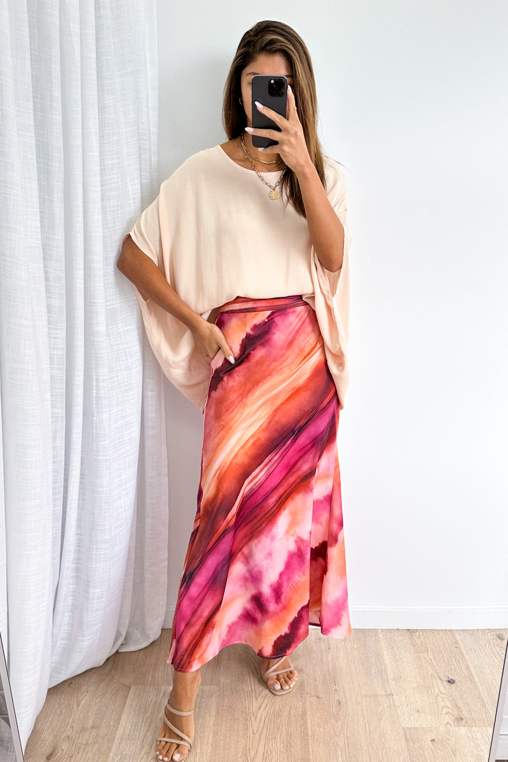 Sunset Skies Skirt - Pink Orange Sunset
