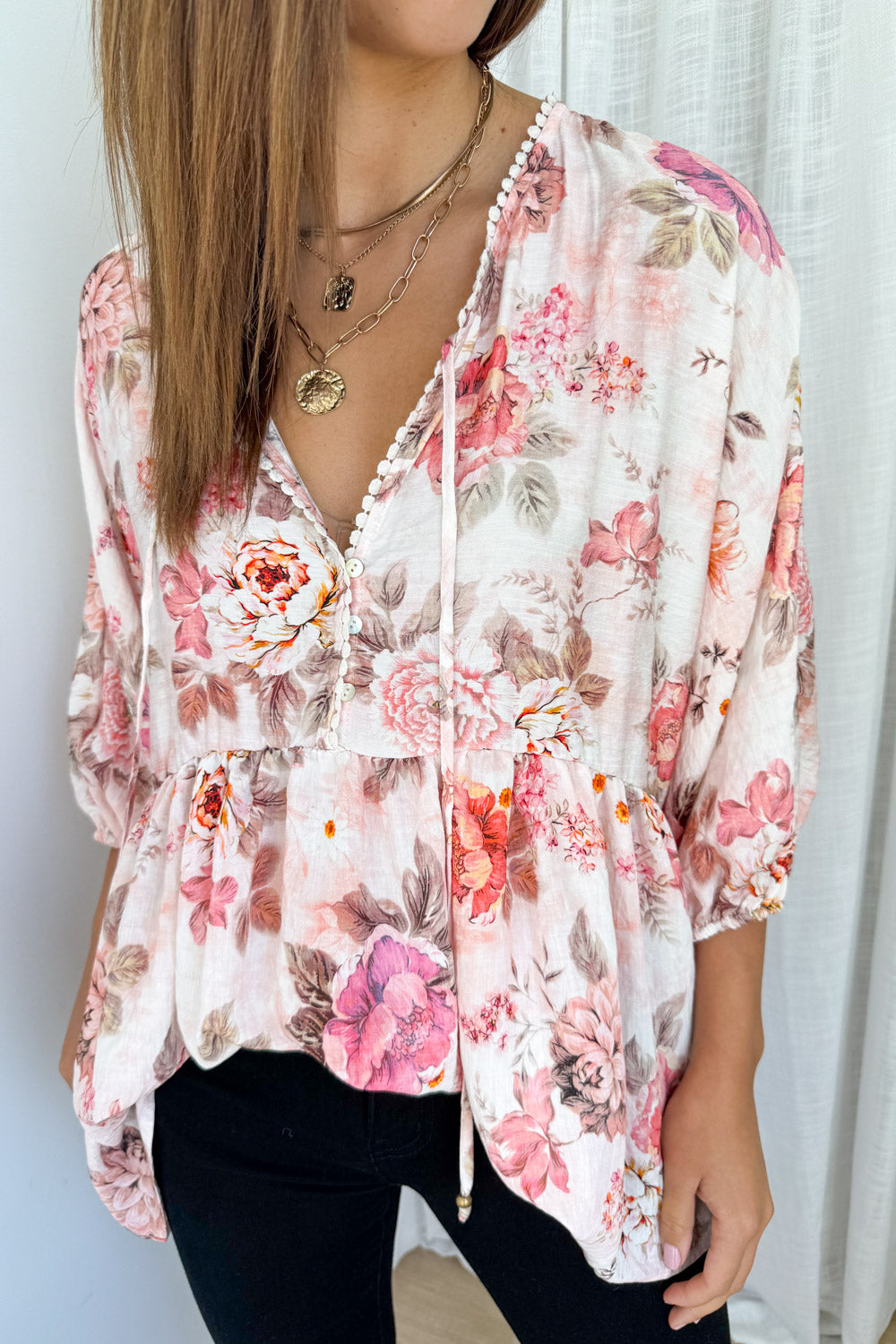 Amelia Blouse - Pink Vintage Floral