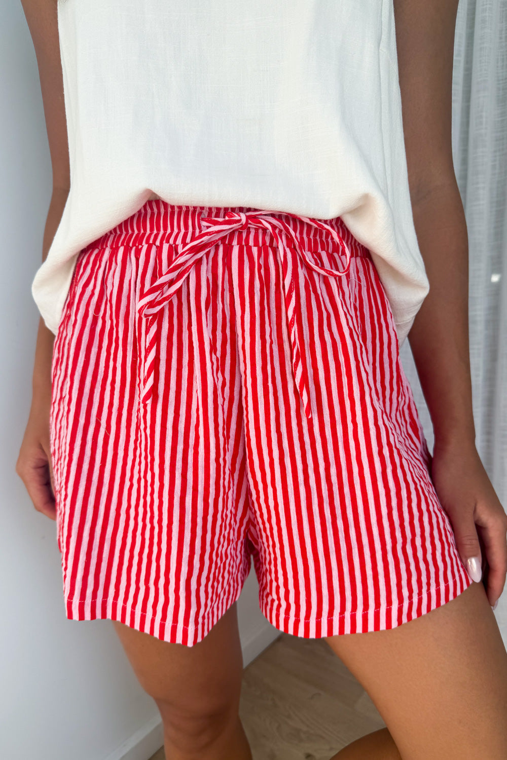 Rani Shorts - Pink Red Stripe