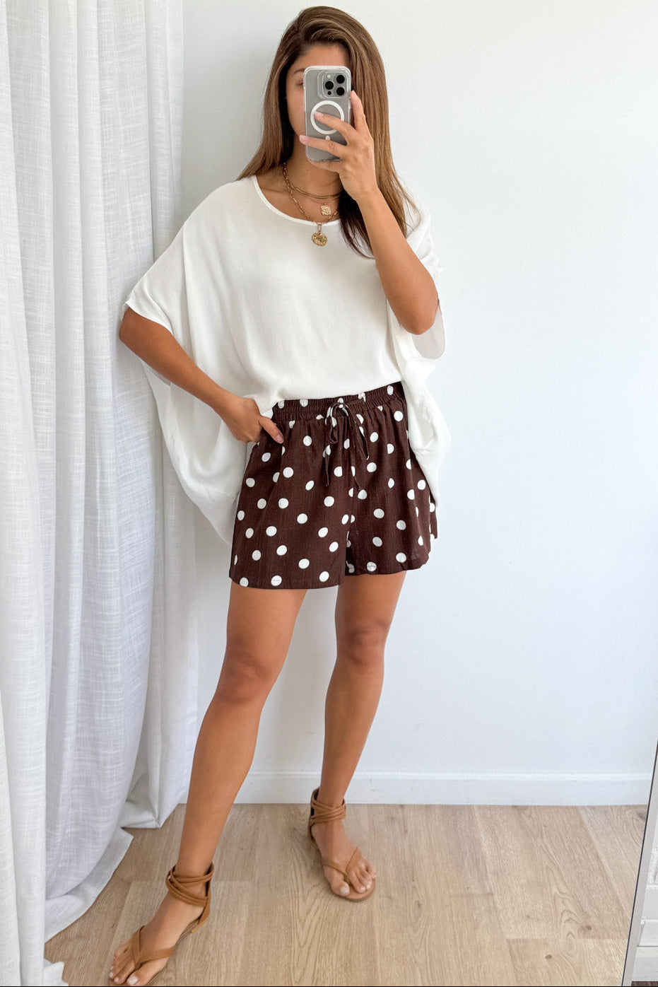 Luna Belle Shorts - Chocolate Polka Dot