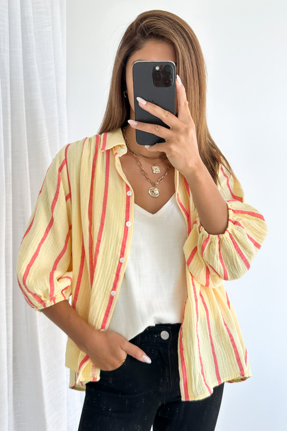 Rani Shirt - Lemon Pink Stripe