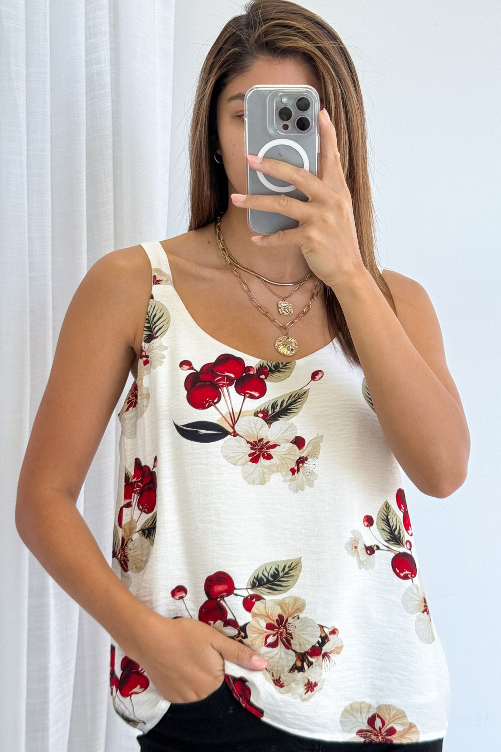 Morgie Cami Top - Red Cherry