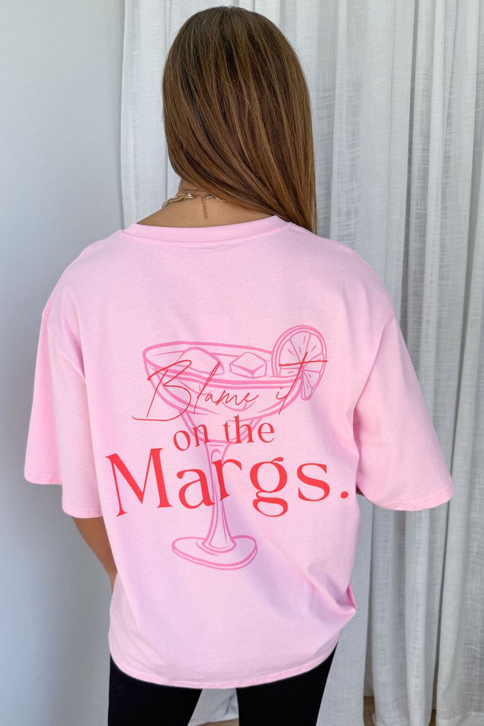 Blame It On The Margs Oversized Tee - Pink