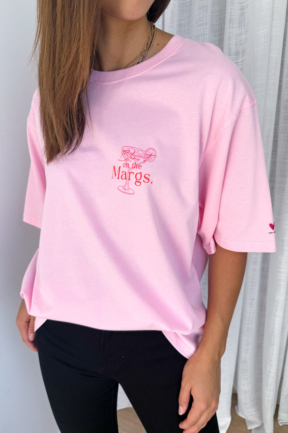 Blame It On The Margs Oversized Tee - Pink