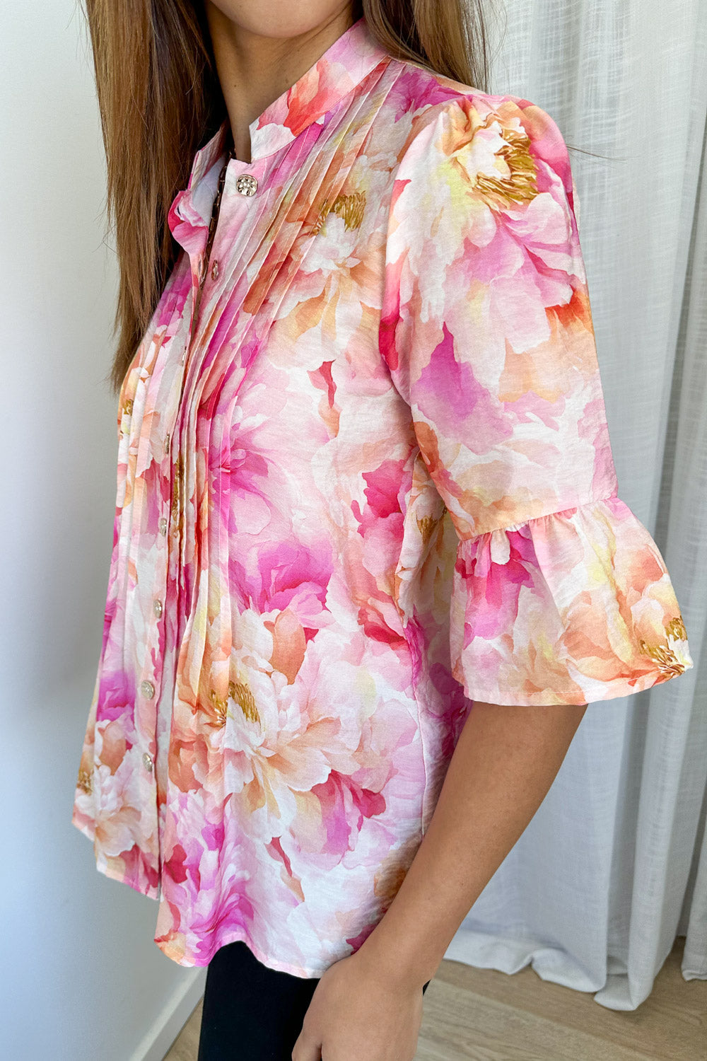 Botanic Blouse - Pink Orange Floral