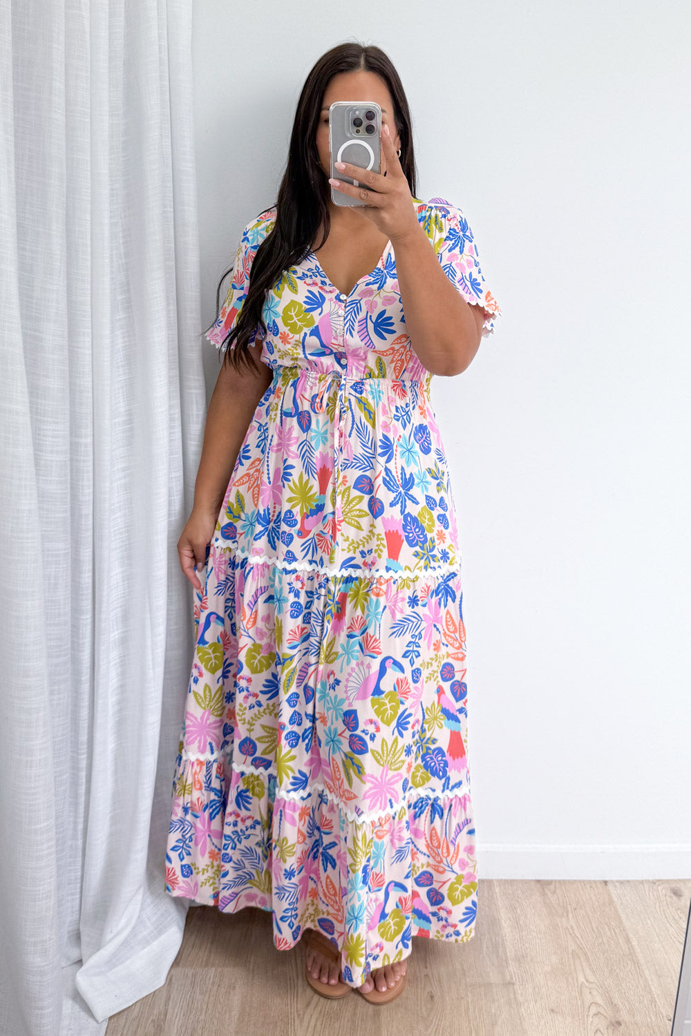 Featherlight Dress - Pink Multi Palm