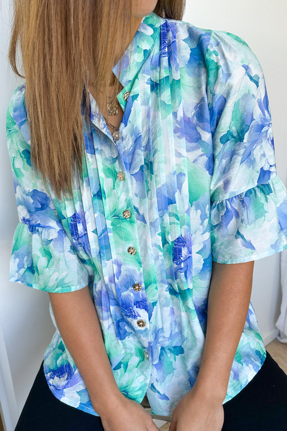Botanic Blouse - Blue Turquoise Floral