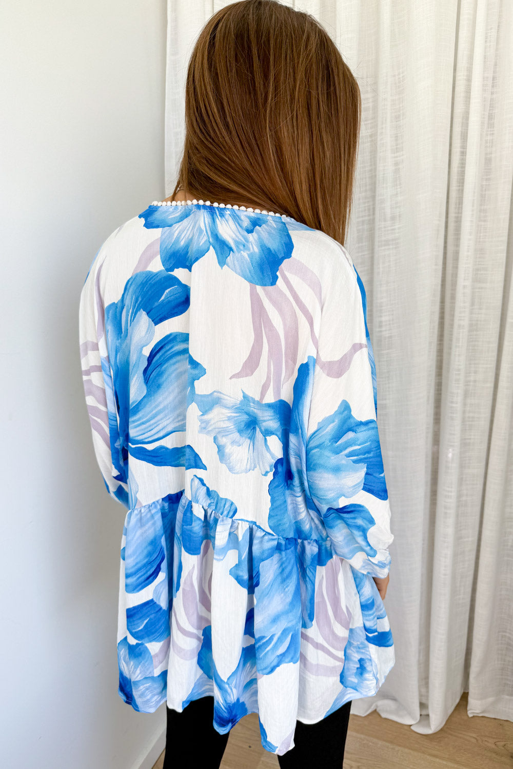 Amelia Blouse - Blue White Floral