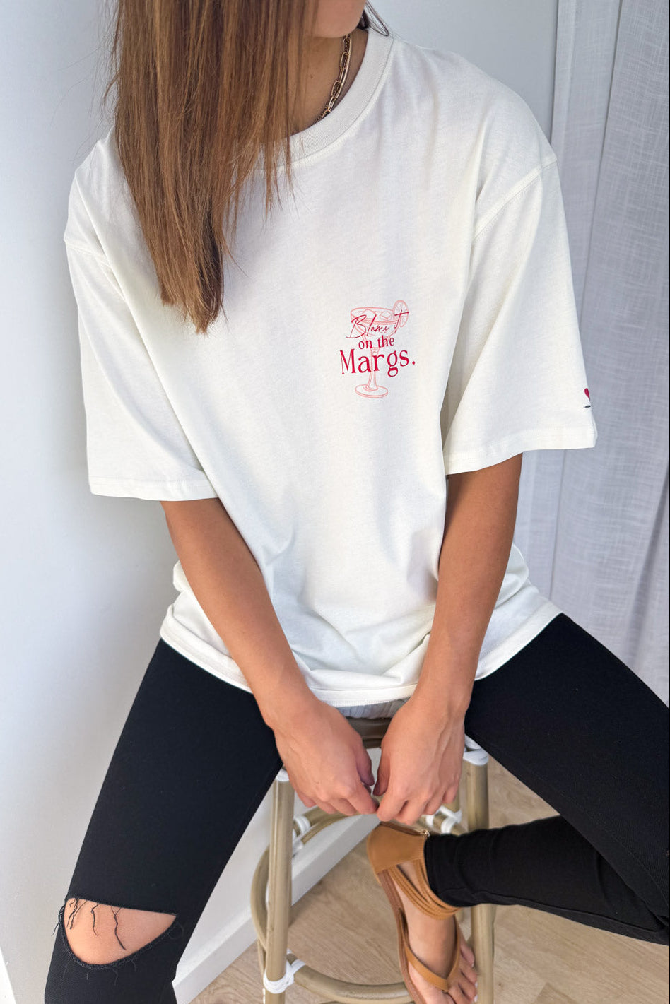 Blame It On The Margs Oversized Tee - Cream
