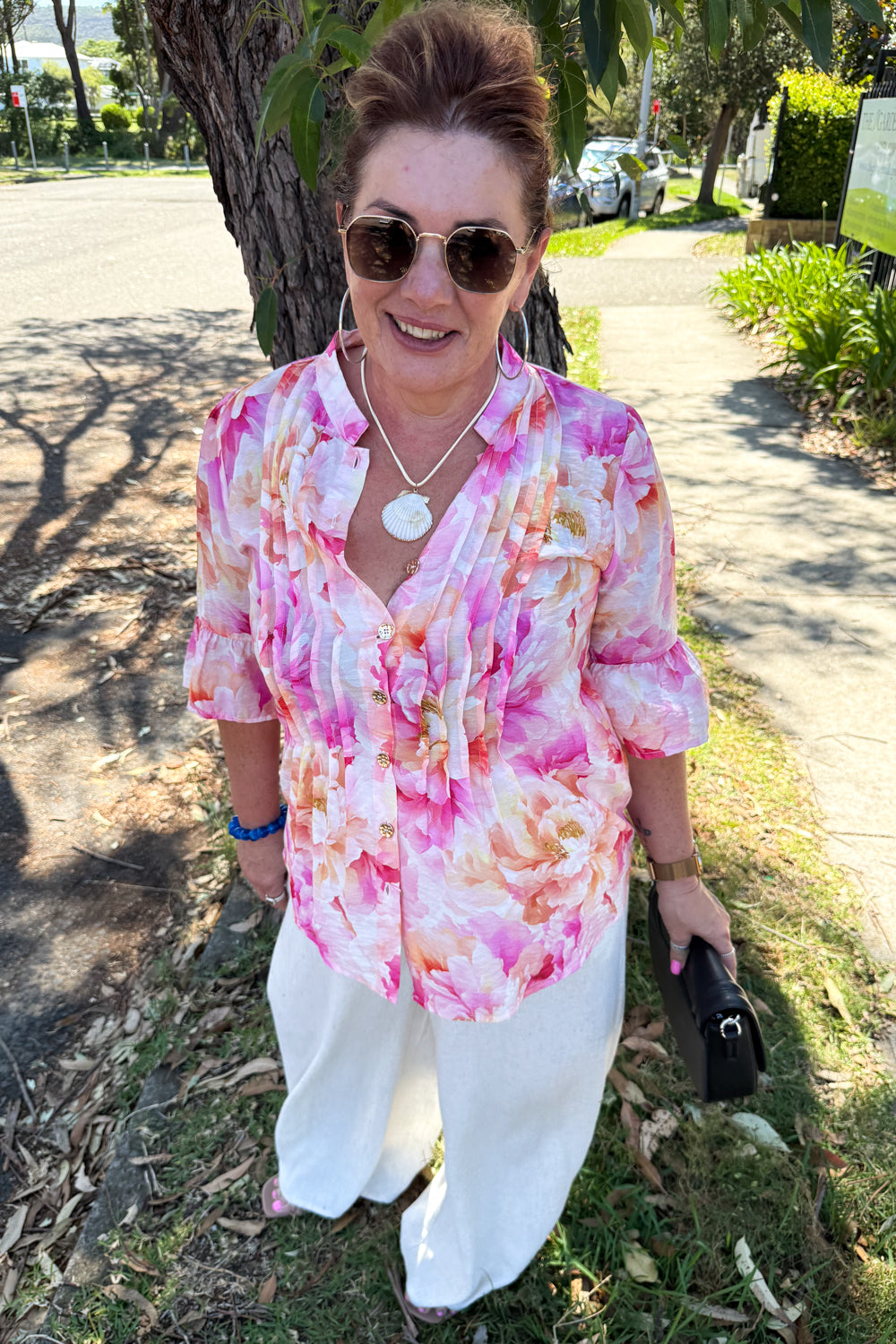 Botanic Blouse - Pink Orange Floral
