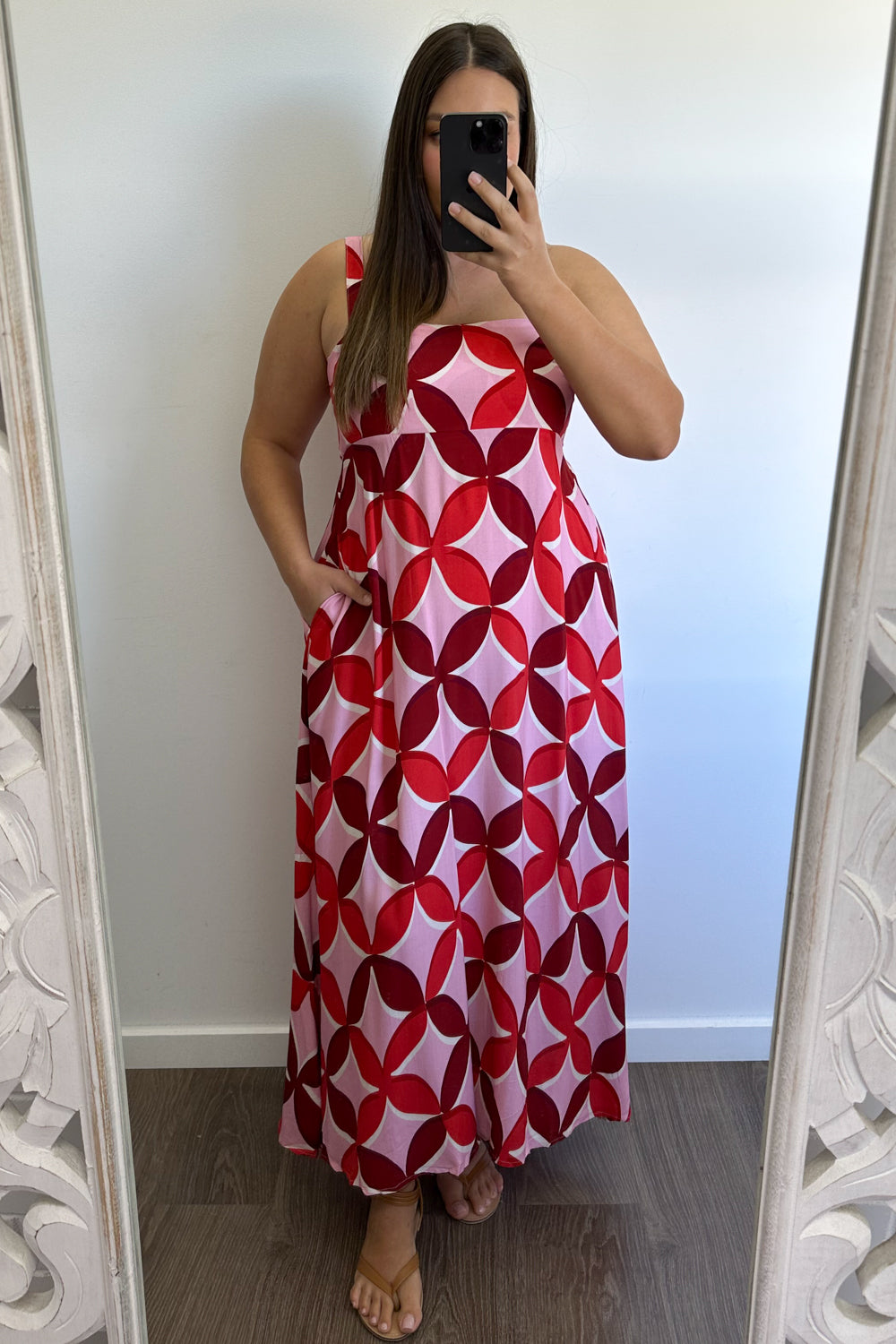 Rosanna Dress - Pink Red Print