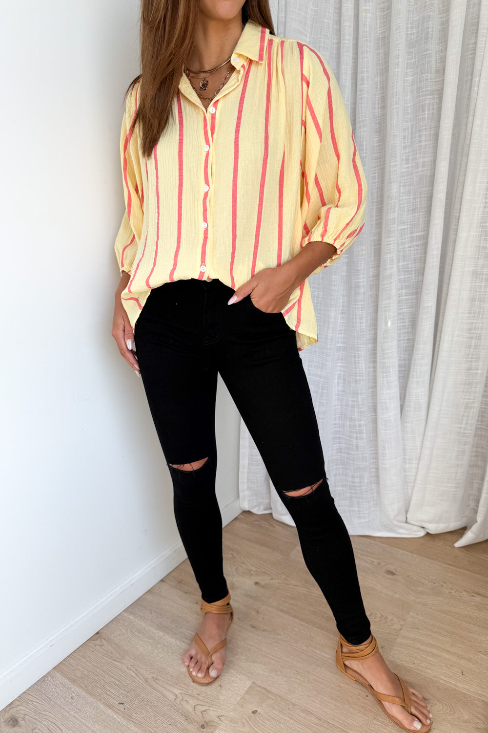 Rani Shirt - Lemon Pink Stripe