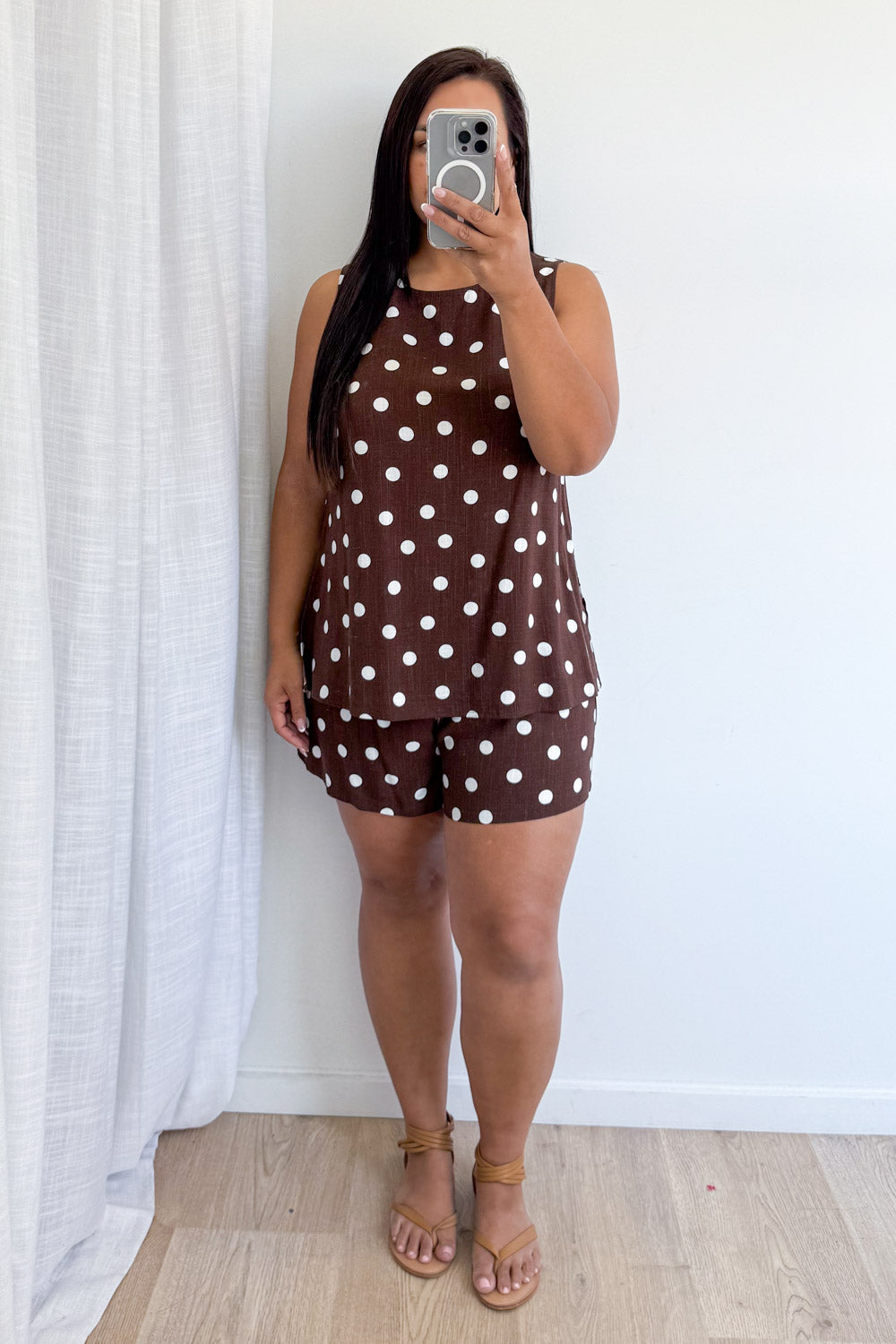 Luna Belle Top - Chocolate Polka Dot