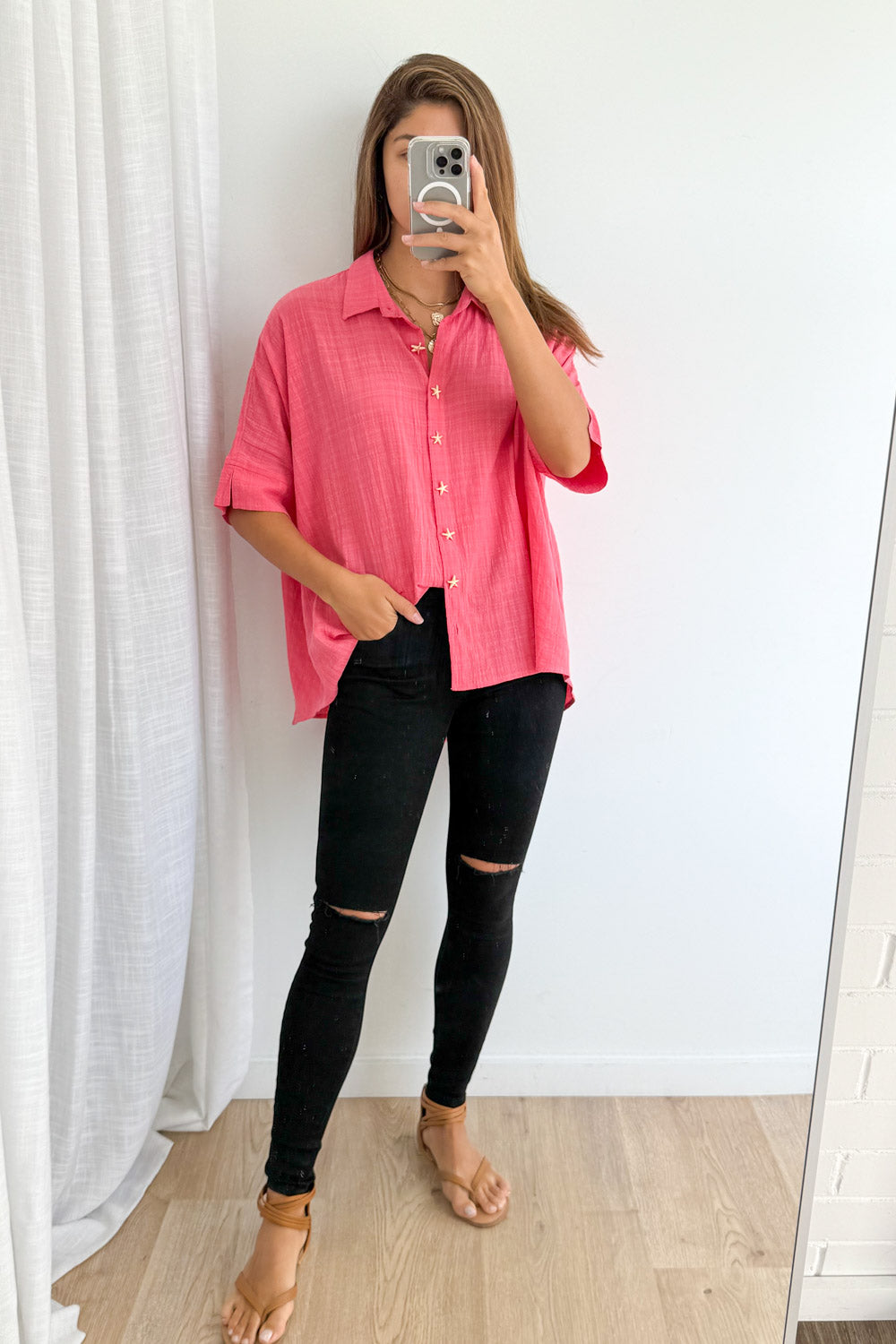 Island Air Shirt - Coral Pink