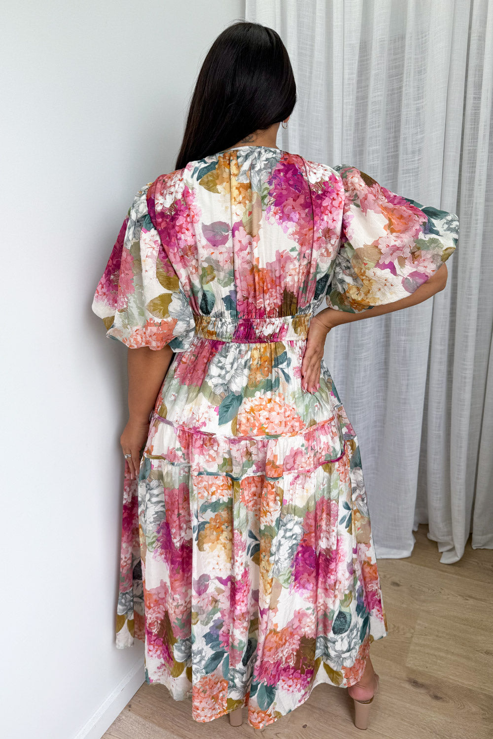 Clairemont Dress - Magenta Apricot Hydrangea