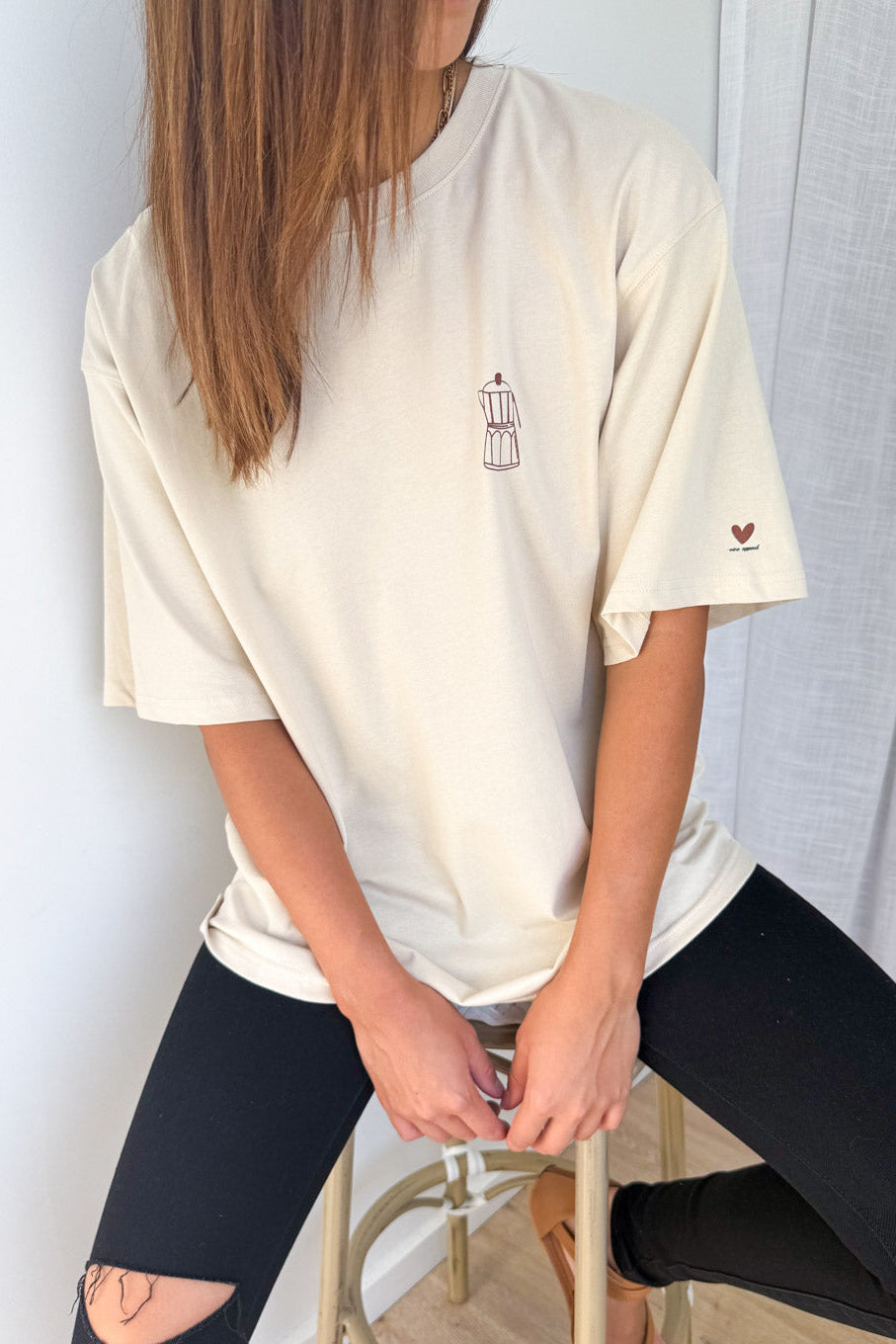 Sponsored By Coffee Oversized Tee - Beige