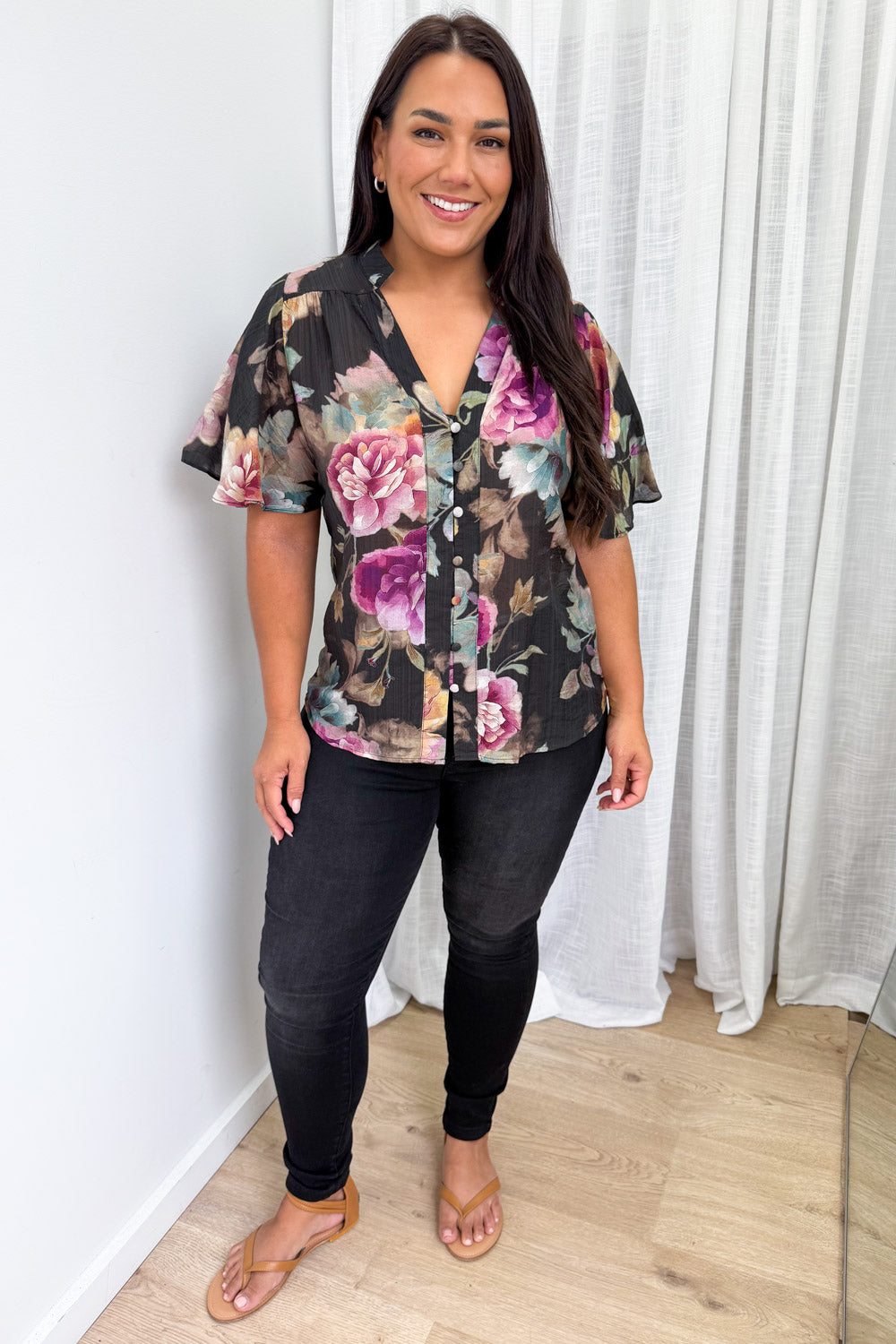 Keeley Blouse - Noir Bloom