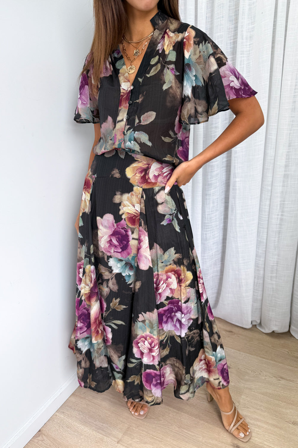 Keeley Blouse - Noir Bloom