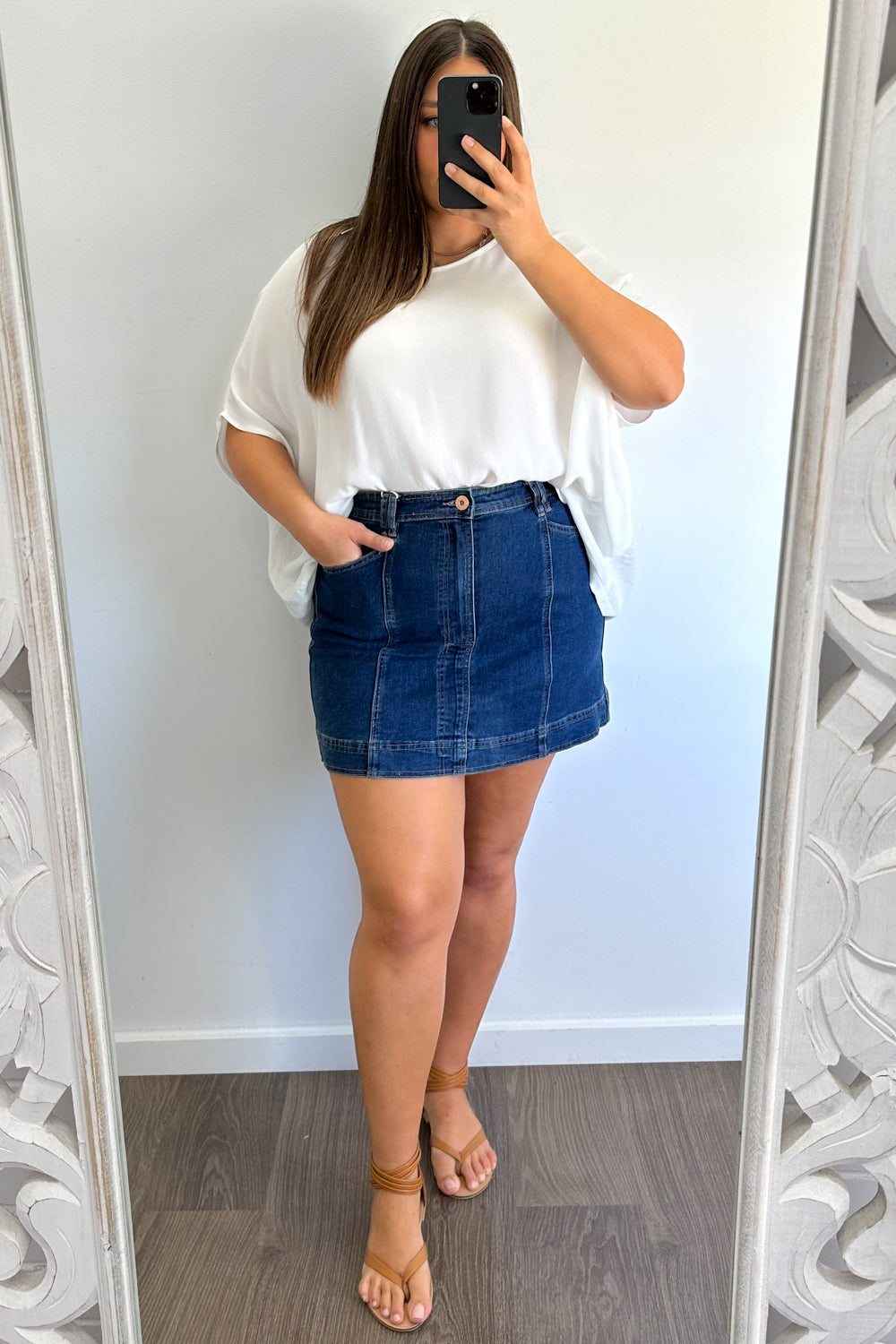 Charlie Denim Skirt - Dark Denim