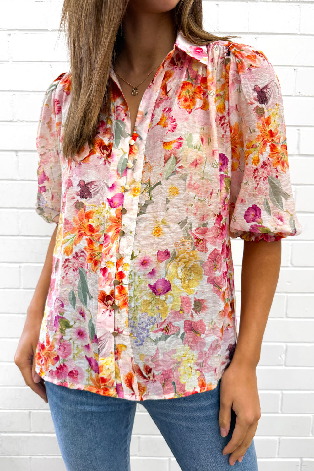 Freya Shirt - Blush Multi Floral