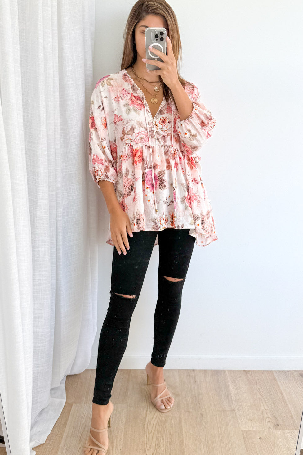 Amelia Blouse - Pink Vintage Floral